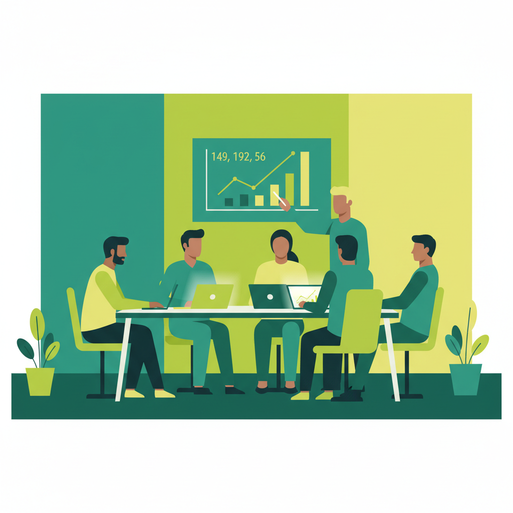 Diverse team collaborating in a modern tech office